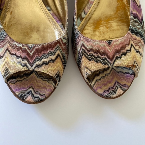 Missoni Multi-Color Knit Peep-Toe Chunky Kitten Heel - Picture 4 of 8